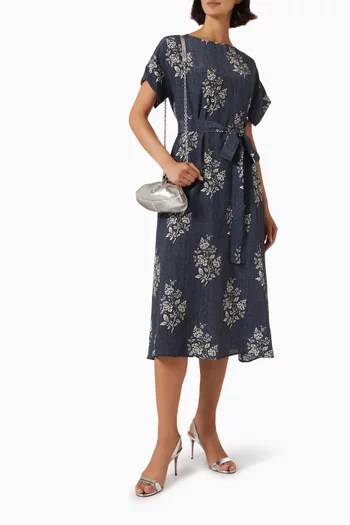 Printed Midi Dress in Silk
