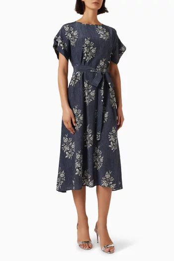 Printed Midi Dress in Silk