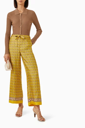 Amelia Printed Pants in Silk-twill