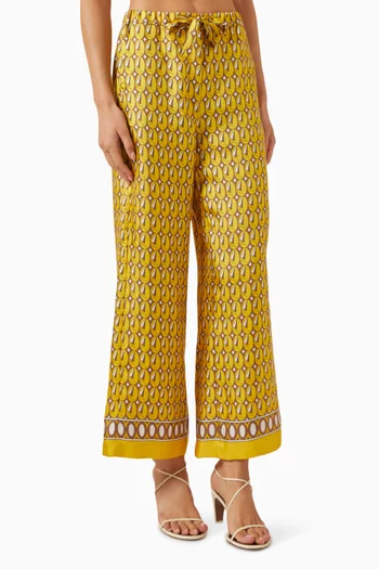 Amelia Printed Pants in Silk-twill