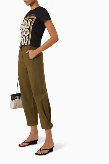 Adorni Barrel-leg Pants in Stretch Cotton-canvas
