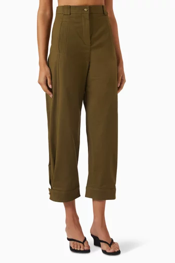 Adorni Barrel-leg Pants in Stretch Cotton-canvas
