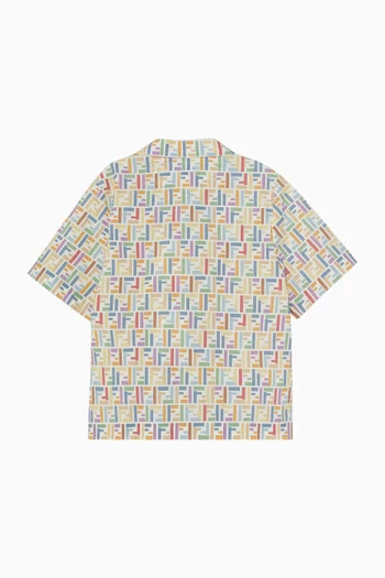 All-over Logo Print Shirt in Cotton-poplin