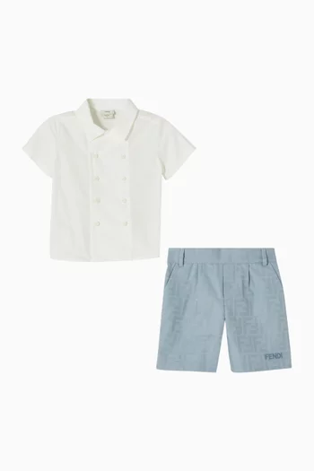 Shirt & Shorts Set in Cotton-jacquard