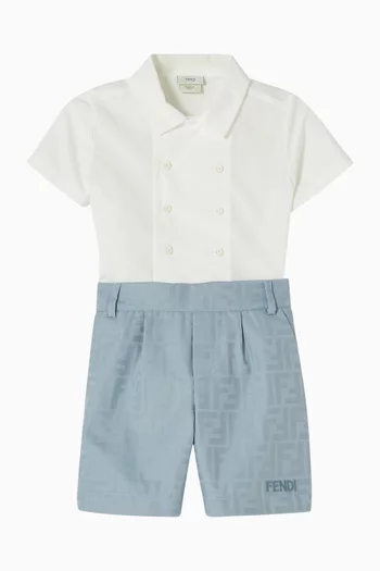 Shirt & Shorts Set in Cotton-jacquard