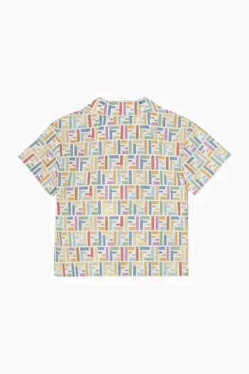 All-over Logo Print Shirt in Cotton Poplin