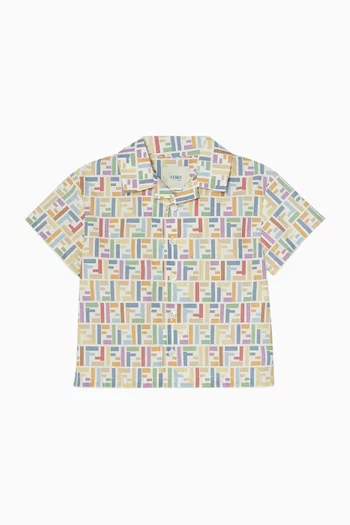 All-over Logo Print Shirt in Cotton Poplin