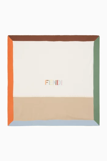 Logo-embroidered Baby Blanket in Cotton
