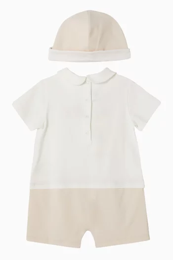Logo-embroidered Romper Set in Cotton