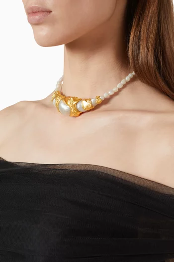 Cascade Pearl Choker in 21kt Gold-plated Brass
