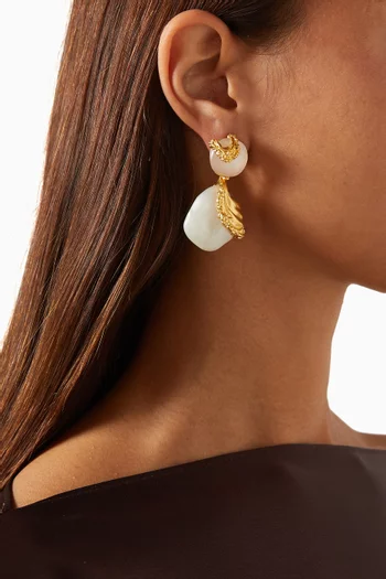 Cascade Pearl Drop Earrings in 21kt Gold-plated Brass