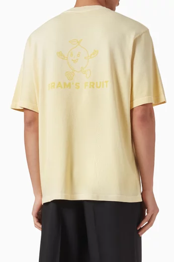 Distressed Big Lemon Outline T-shirt in Cotton