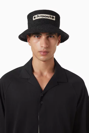 The Plage Logo-patch Hat in Raffia