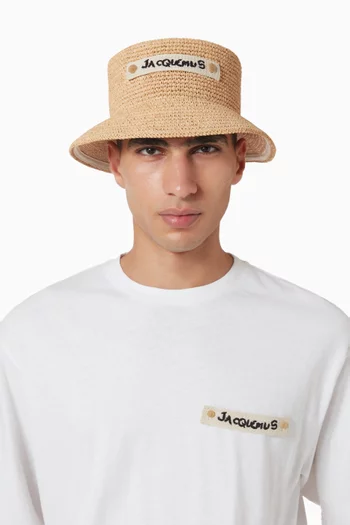 The Plage Logo-patch Hat in Raffia