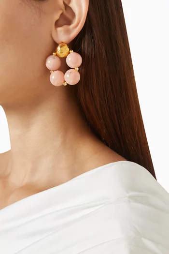 Resin Statement Earrings in 24kt Gold-plated Brass
