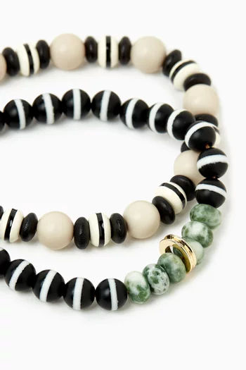 THE SALT & PEPPER SET OF 2 BRACELET IN STRIPED AGATE & BLACK AND WHITE BEAD:BLK:One Size|219745040