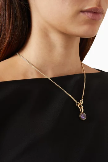 The Single Drop Cubic Pendant Necklace in Gold-plated Brass