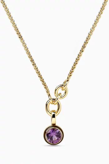 The Single Drop Cubic Pendant Necklace in Gold-plated Brass