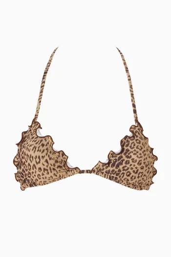 Embroidered Lettuce Edge Triangle Bikini Top