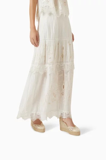 Clair 110 Floral-embroidered Espadrille Wedges in Mesh