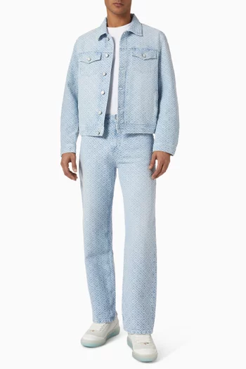 Washed Monogram Straight-fit Jeans in Denim