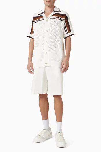 Tennis Stripe Crochet Short Sleeve Shirt