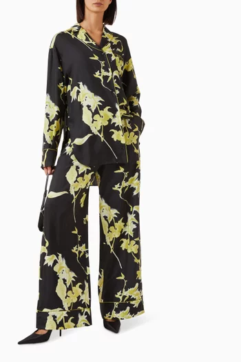 Flower-print Pyjama Pants in Silk
