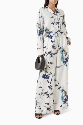 Flower-print Pyjama Shirt in Silk