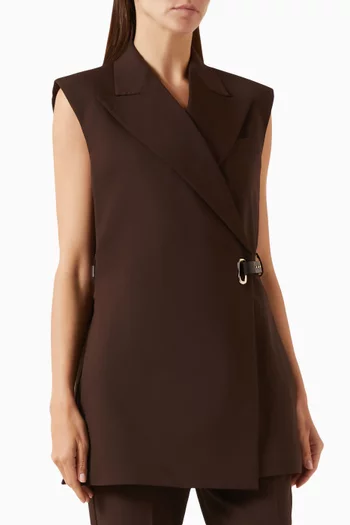 Sleeveless Buttoned Blazer in Twill