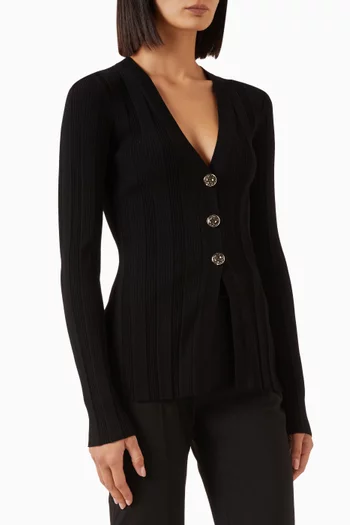 Rib-knit Cardigan in Viscose Blend
