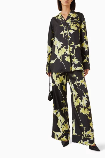 Flower-print Pyjama Shirt in Silk