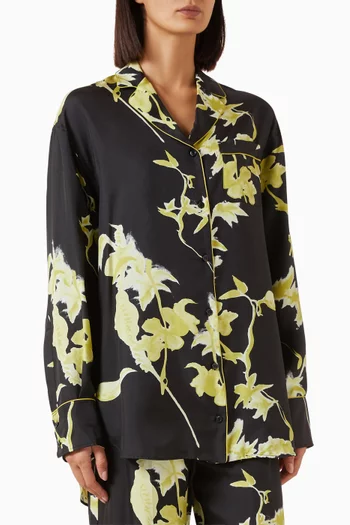 Flower-print Pyjama Shirt in Silk