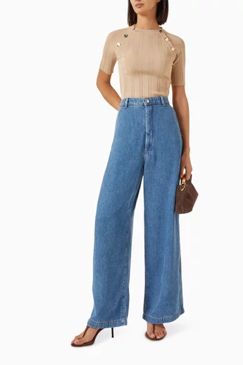 Jewel-button Sweater in Viscose Blend