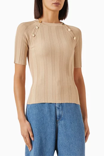 Jewel-button Sweater in Viscose Blend