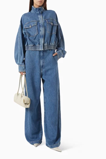 Oversized Bomber Jacket in Denim