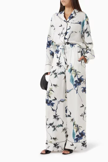 Printed Pyjama-style Pants in Silk