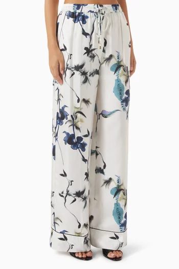 Printed Pyjama-style Pants in Silk