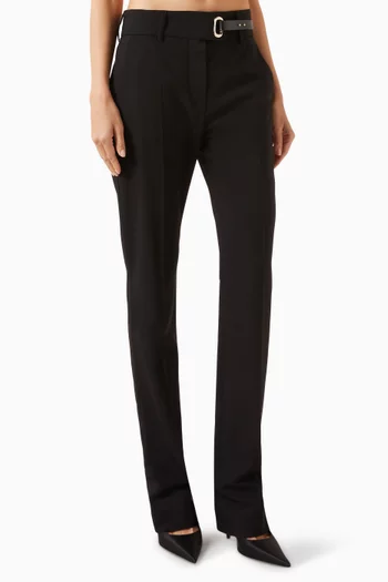 Belted Slim-fit Pants in Twill