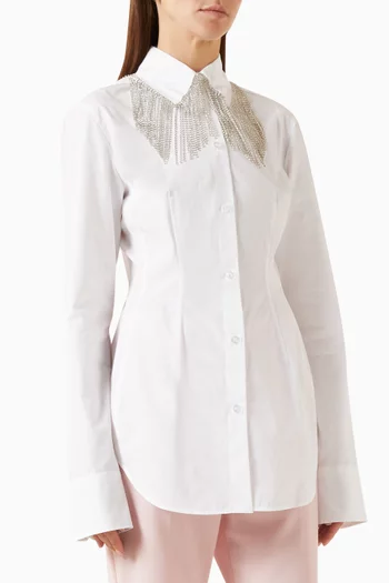 Embellished-collar Shirt in Cotton-poplin