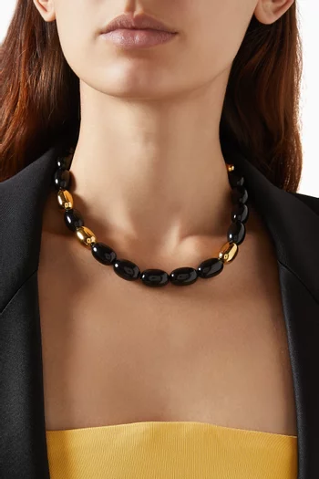 Clementine Necklace in Black Resin and 18kt Gold PVD-Plated Stainless Steel