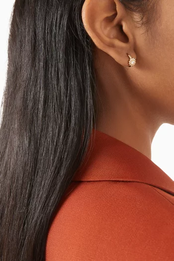 Flower Crystal Huggie Earrings in Gold-plated Metal