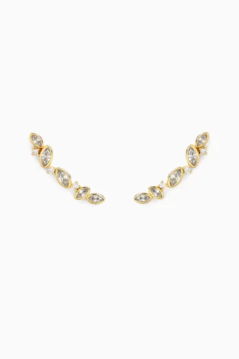 Marquis CZ Climber Earrings in Gold-plated Brass
