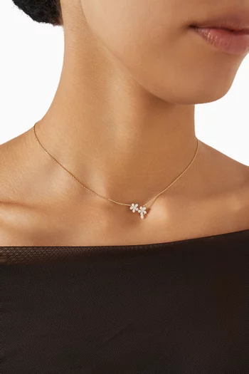 Double Flower CZ Necklace in Gold Vermeil