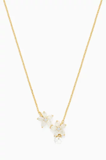 Double Flower CZ Necklace in Gold Vermeil