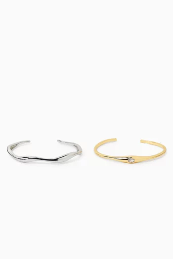 Two-piece Bracelet Set in Gold & Silver-tone Metal