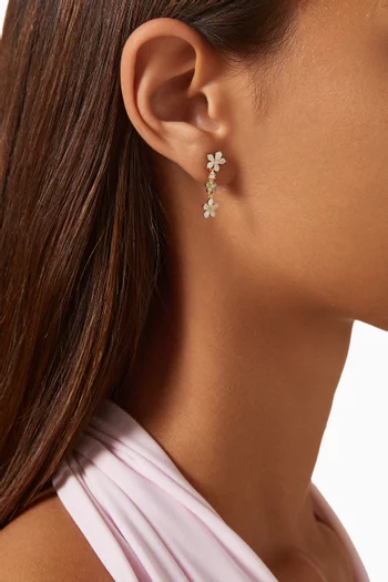 Flower Drop Studs in Gold-plated Brass