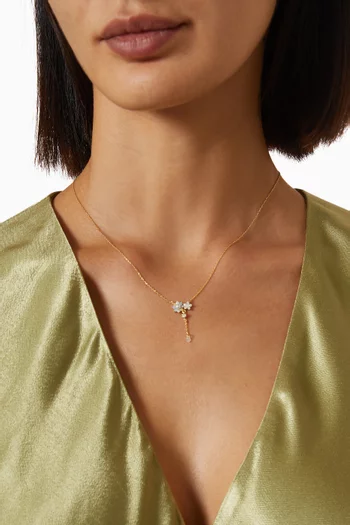 Flower Pearl Y Necklace