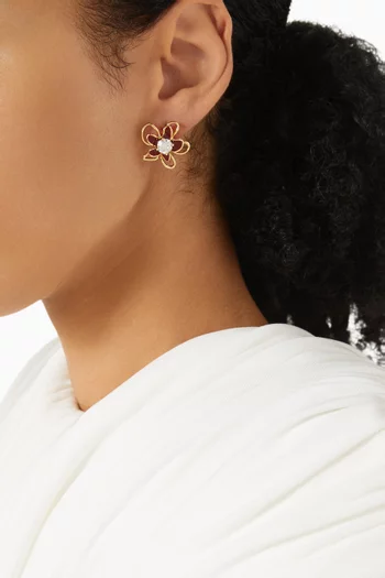 Floral Stud Earrings in Gold-plated Brass