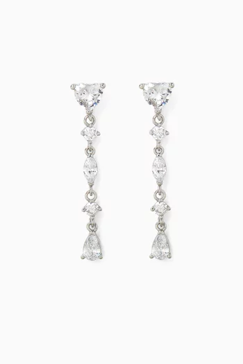 Crystal Drop Earrings in Silver