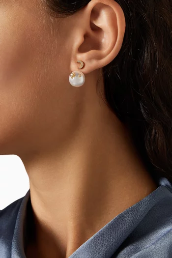 Celestial Pearl Earrings in Gold-plated Brass